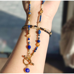 Długi lapis lazuli cytryn kryształ