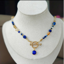 Długi lapis lazuli cytryn kryształ