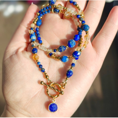 Długi lapis lazuli cytryn kryształ