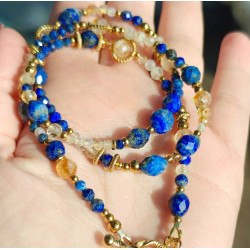 Długi lapis lazuli cytryn kryształ