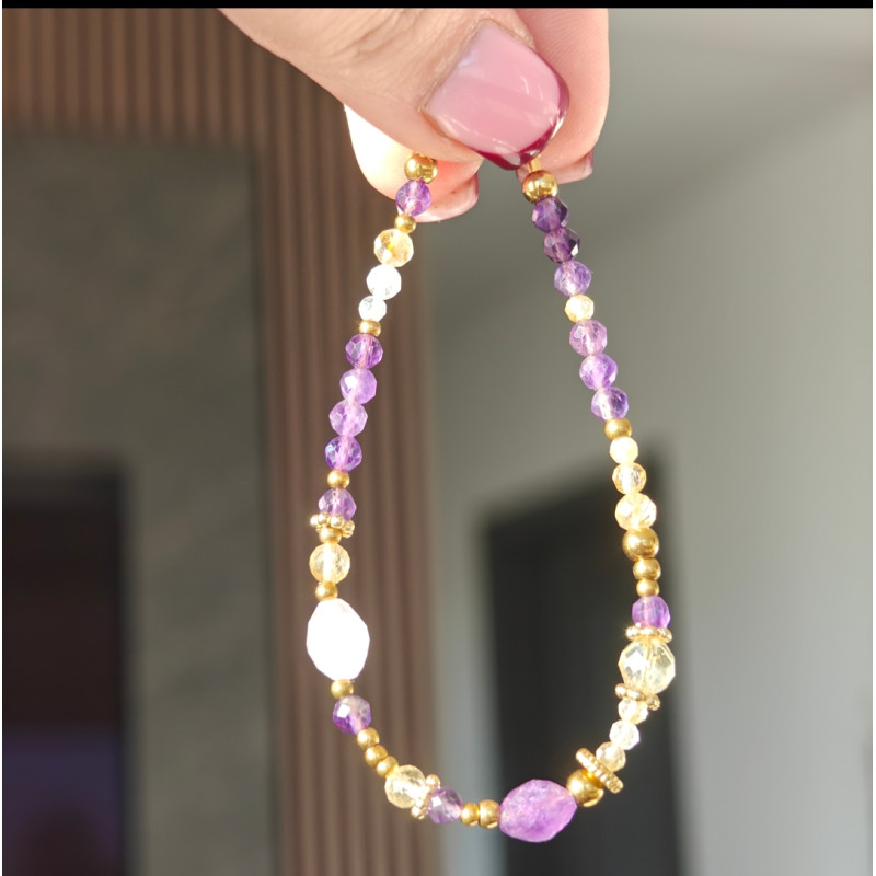 Bransoletka ametyst kryształ cytryn