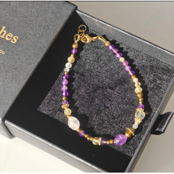 Bransoletka ametyst kryształ cytryn