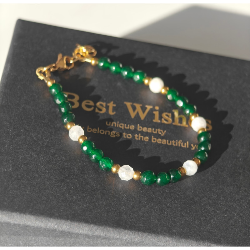 Bransoletka szmaragd kamień księżycowy