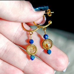 Kolczyki lapis lazuli cytryn