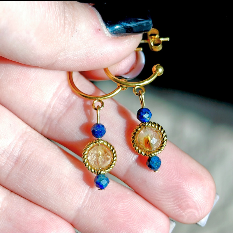 Kolczyki lapis lazuli cytryn