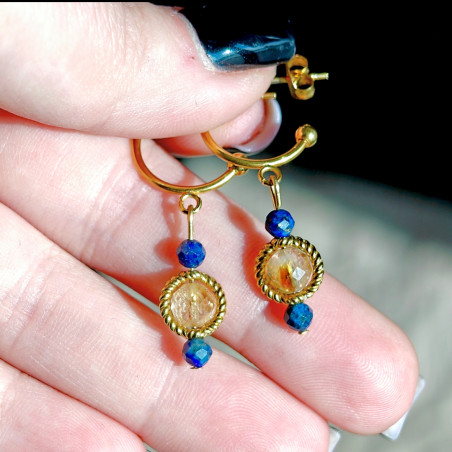 Kolczyki lapis lazuli cytryn