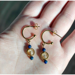 Kolczyki lapis lazuli cytryn