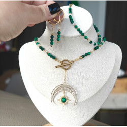 Klasyczny malachit cytryn lunula