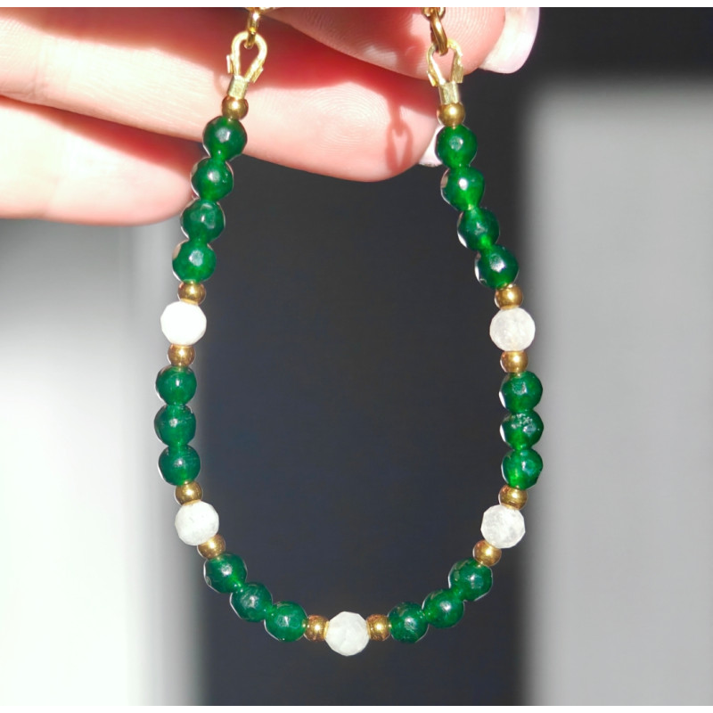 Bransoletka szmaragd kamień księżycowy