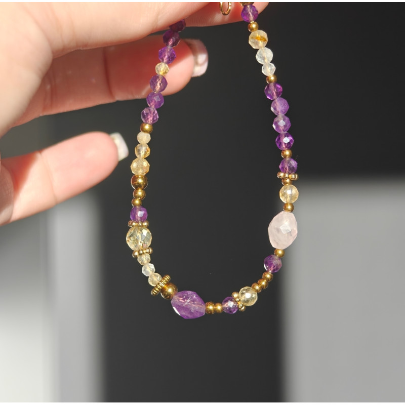 Bransoletka ametyst kryształ cytryn