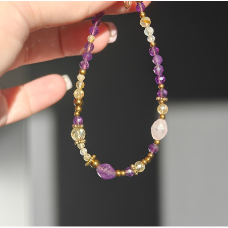 Bransoletka ametyst kryształ cytryn