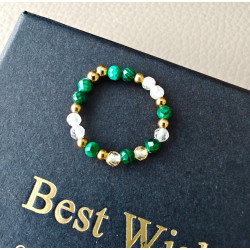 Pierścionek malachit i cytryn