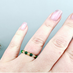 Pierścionek malachit i cytryn