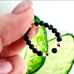 Pierścionek turmalin i kamień księżycowy