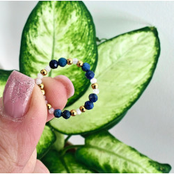 Pierścionek lapis lazuli i kamień księżycowy