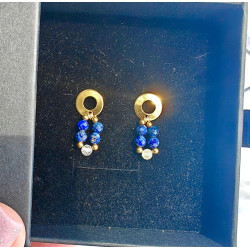 Kolczyki okrągłe lapis lazuli cytryn