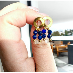 Kolczyki okrągłe lapis lazuli cytryn