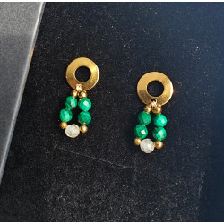 Kolczyki okrągłe malachit i...