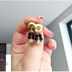 Kolczyki okrągłe turmalin cytryn