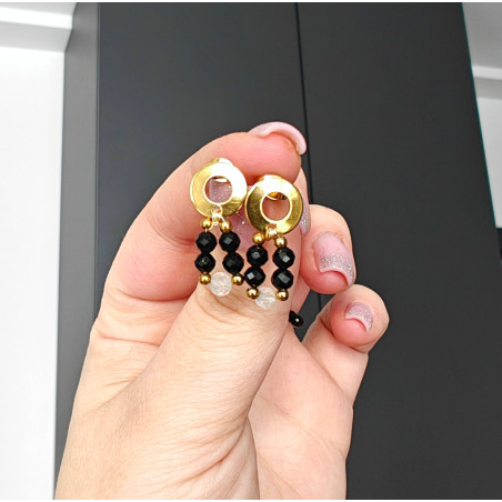 Kolczyki okrągłe turmalin cytryn