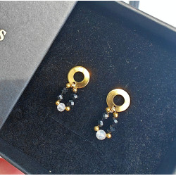 Kolczyki okrągłe turmalin cytryn