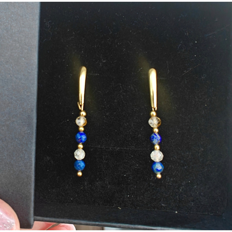 Kolczyki wiszące lapis lazuli cytryn