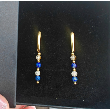 Kolczyki wiszące lapis lazuli cytryn