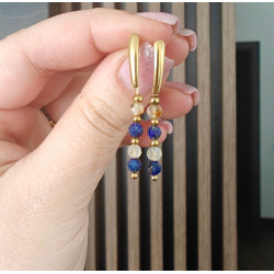 Kolczyki wiszące lapis lazuli cytryn