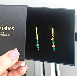 Kolczyki wiszące malachit cytryn