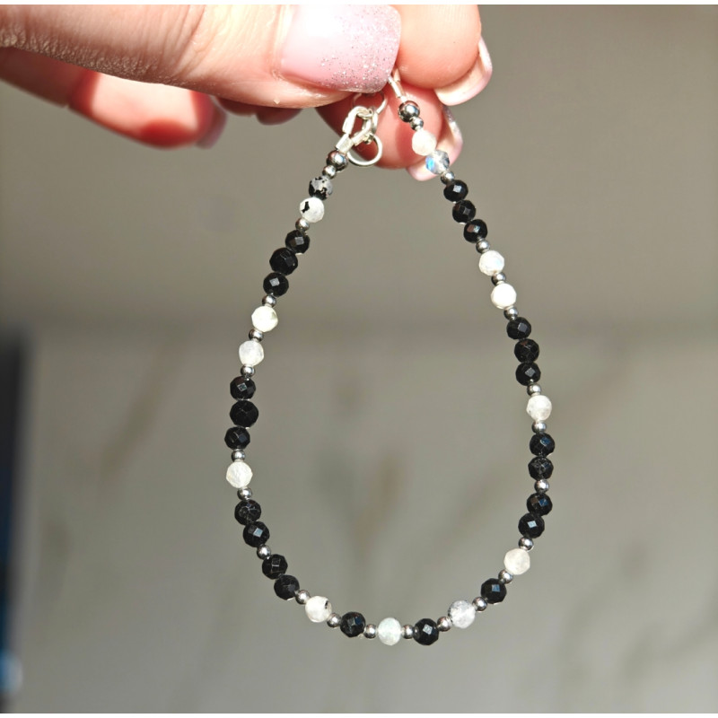 Bransoletka turmalin i kamień księżycowy