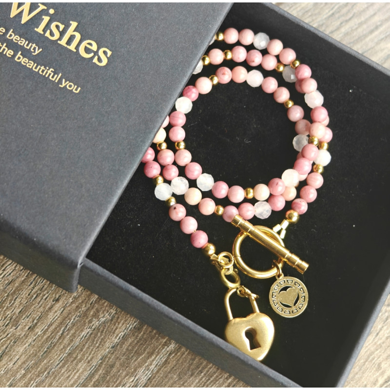 Klasyczny rodonit i kwarc różowy