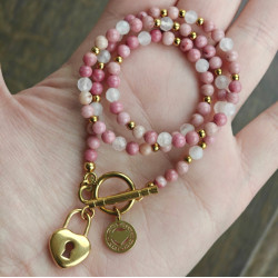 Klasyczny rodonit i kwarc różowy