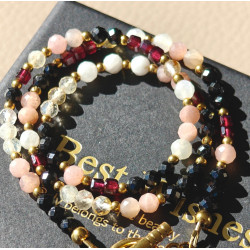 Klasyczny turmalin, kamień księżycowy, granat i cytryn