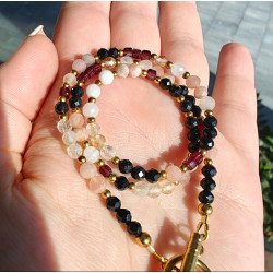 Klasyczny turmalin, kamień księżycowy, granat i cytryn