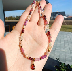 Regulowany rodonit, cytryn, granat, rubin, kamień księżycowy