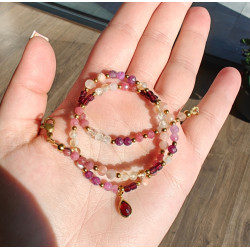 Regulowany rodonit, cytryn, granat, rubin, kamień księżycowy