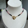 Choker serduszko różowy