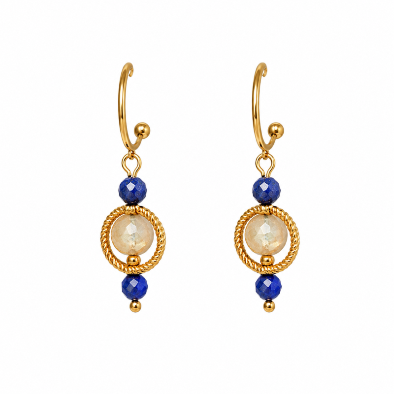 Kolczyki lapis lazuli cytryn