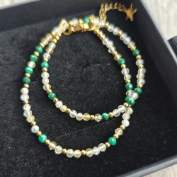 Choker cytryn malachit