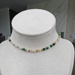 Choker cytryn malachit