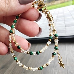 Choker cytryn malachit